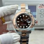 N+ Factory Swiss 3235 Clone Rolex Yacht-Master Brown Dial Two-Tone Rose Gold Watch 